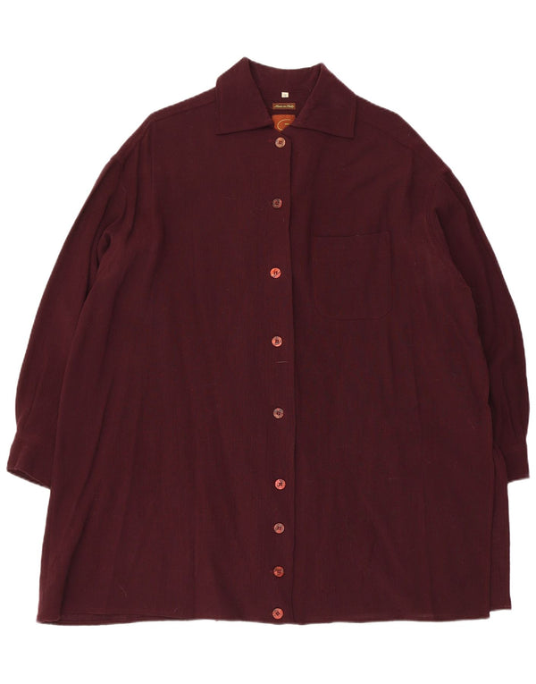 Gigli Vestido camisero de manga larga extragrande para mujer UK 10 Small Granate Viscosa