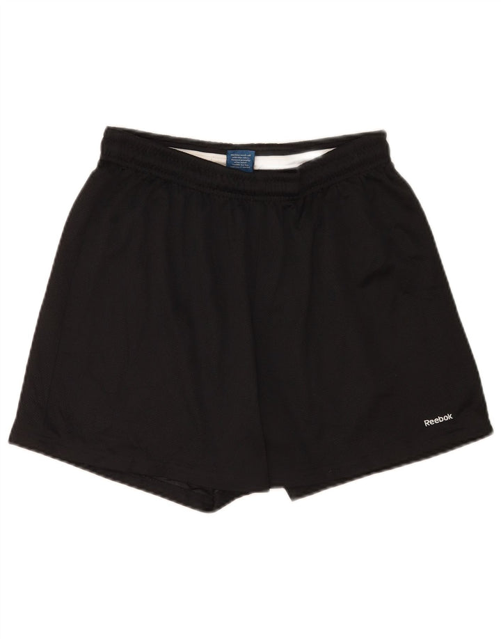 Reebok - Pantalones cortos deportivos para hombre, talla pequeña, poliéster negro