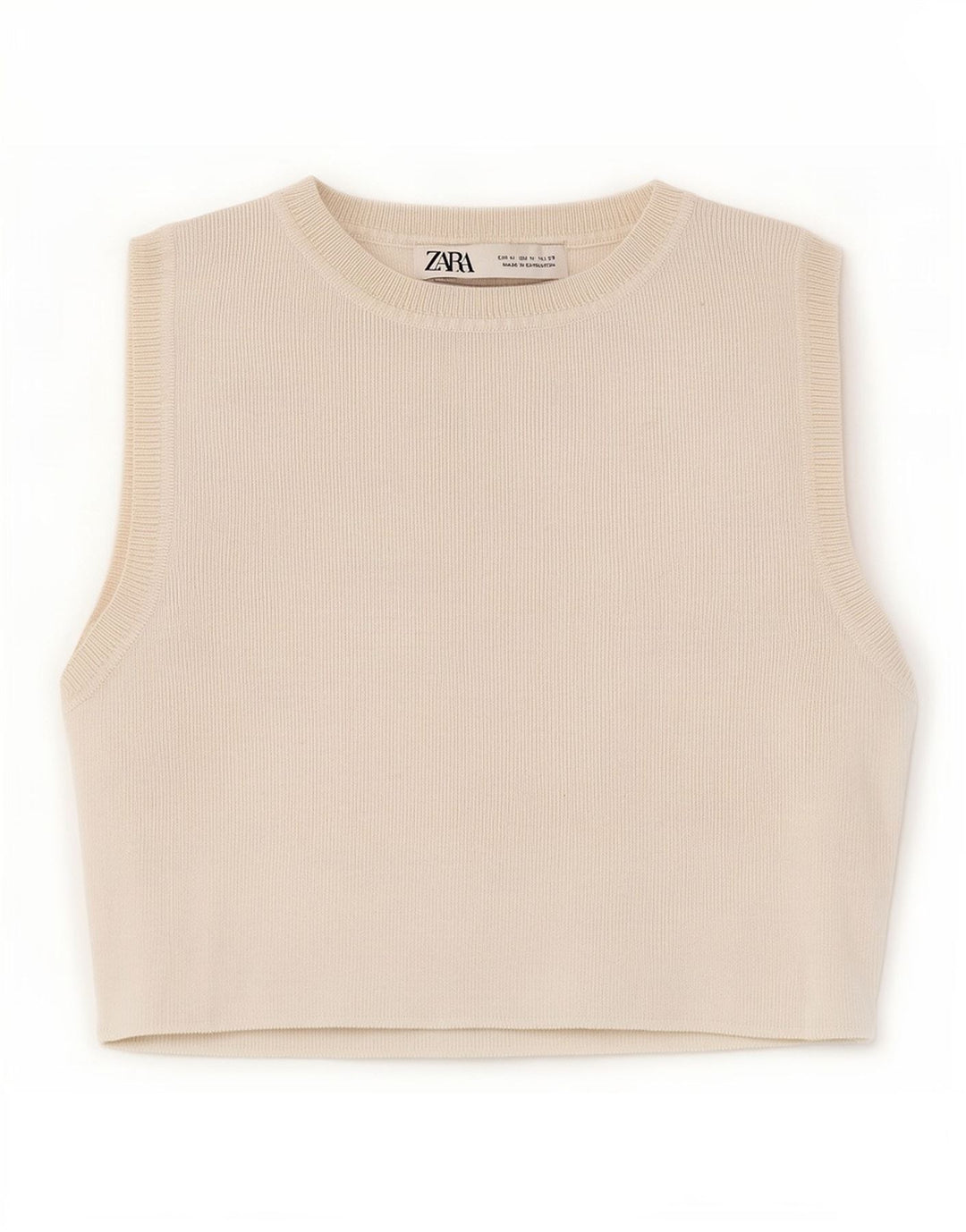 Zara Mujer Crop Vest Top UK 12 Medium Viscosa Blanca