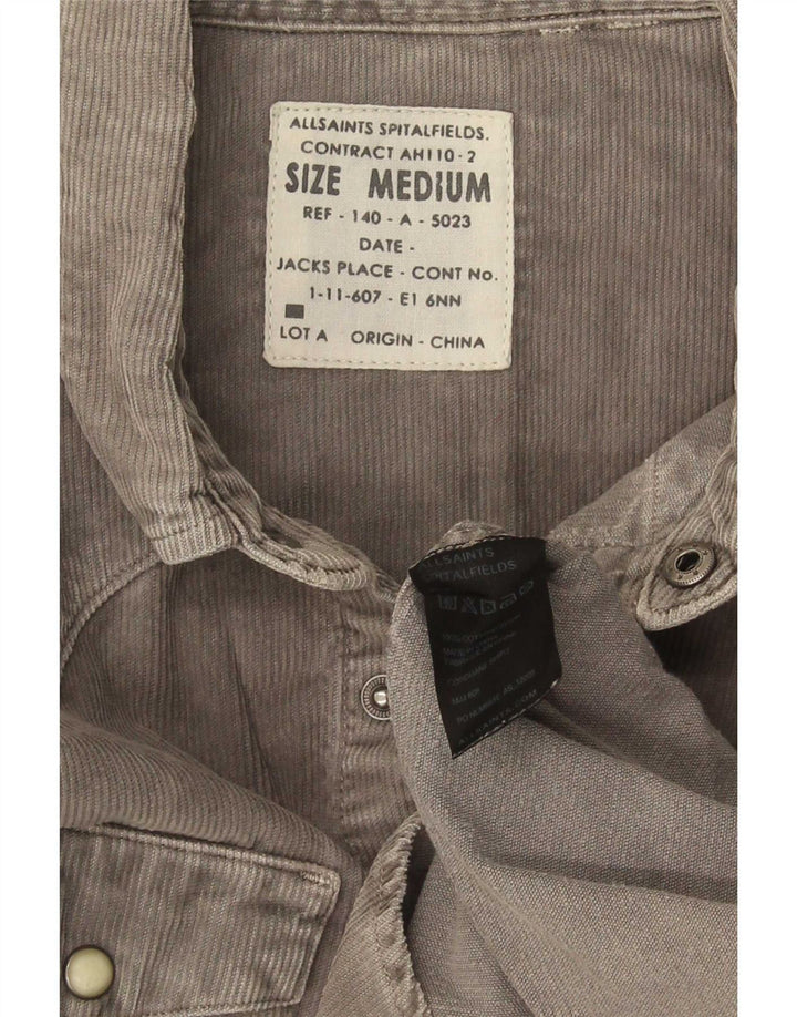 All Saints Camisa De Pana Para Hombre Algodón Gris Medio