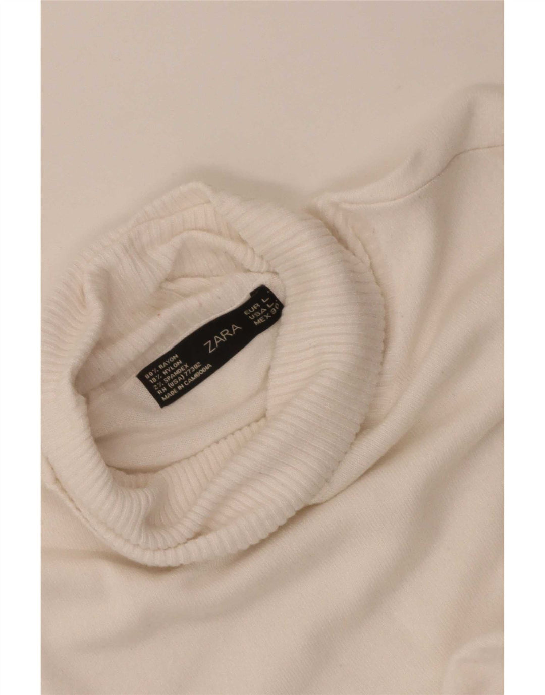 Zara - Jersey con cuello vuelto para mujer, talla 40, talla grande, rayón blanco
