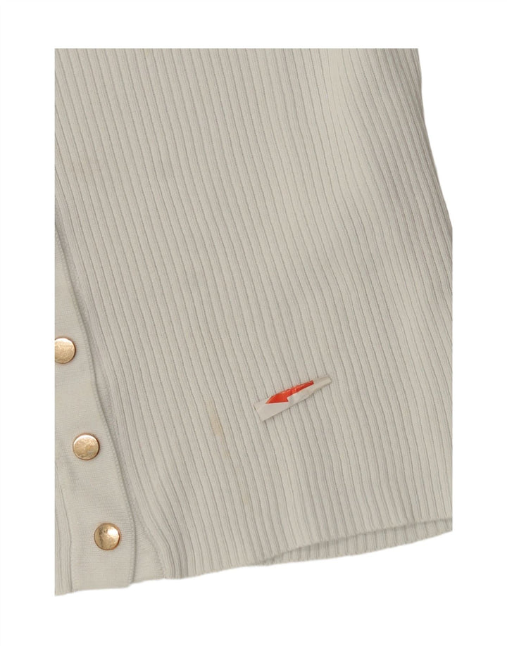 Zara Mujer Crop Cardigan Top UK 10 Small Blanco Poliamida