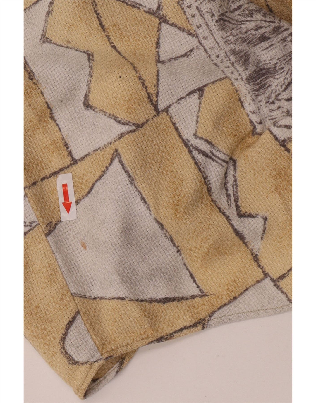 E.B. Company Camisa De Manga Corta Para Hombre Talla 37/38 Small Beige Geométrico