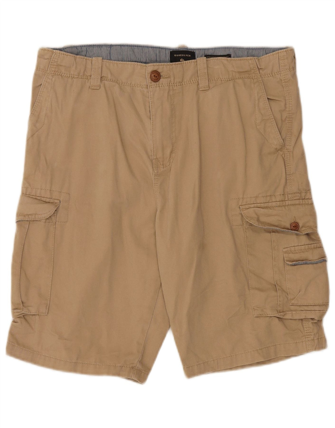 QUIKSILVER Pantalones cortos tipo cargo para hombre W34 Large Beige Cotton