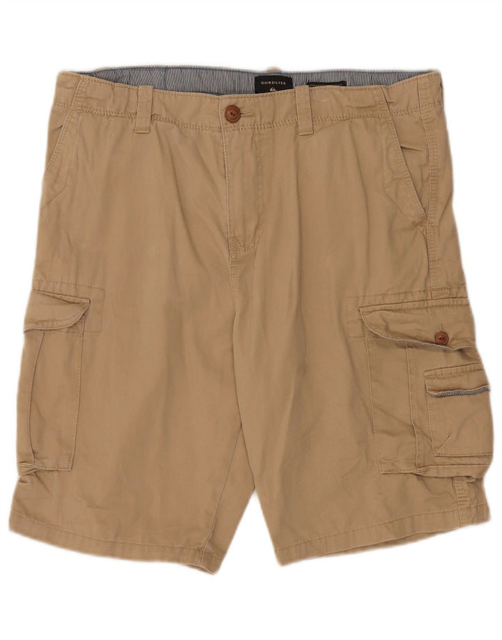 QUIKSILVER Pantalones cortos tipo cargo para hombre W34 Large Beige Cotton