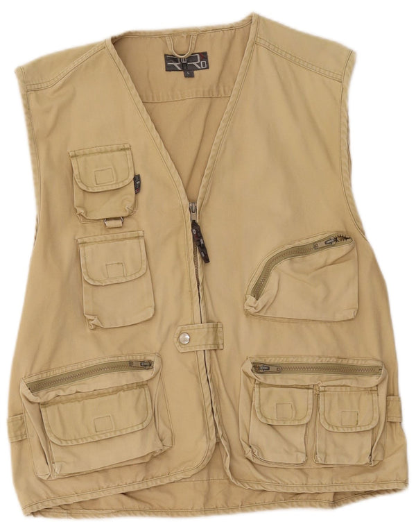 Vintage hombres chaqueta utilitaria Reino Unido 40 algodón beige grande