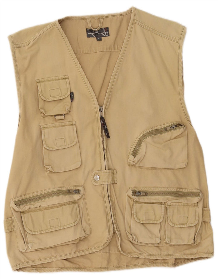 Vintage hombres chaqueta utilitaria Reino Unido 40 algodón beige grande