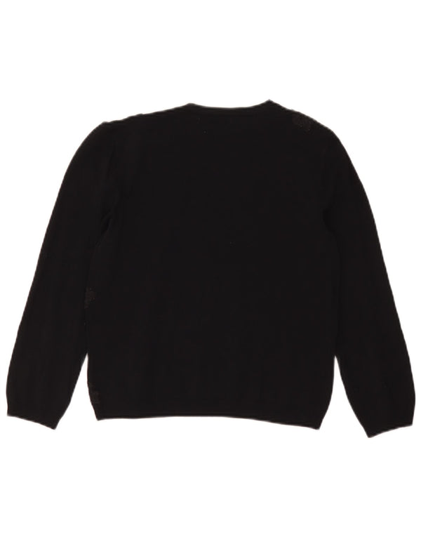 Zara - Jersey corto con cuello barco para mujer, talla 40, viscosa floral negra mediana