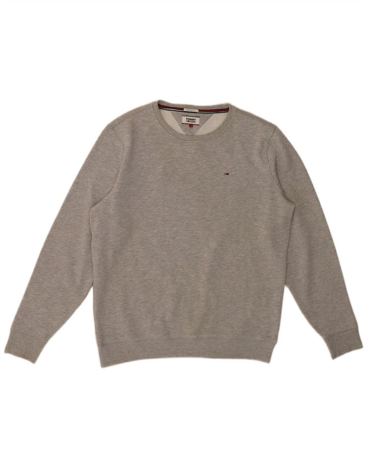 Tommy Hilfiger Hombre Regular Fit Sudadera Jumper Grande Gris Algodón