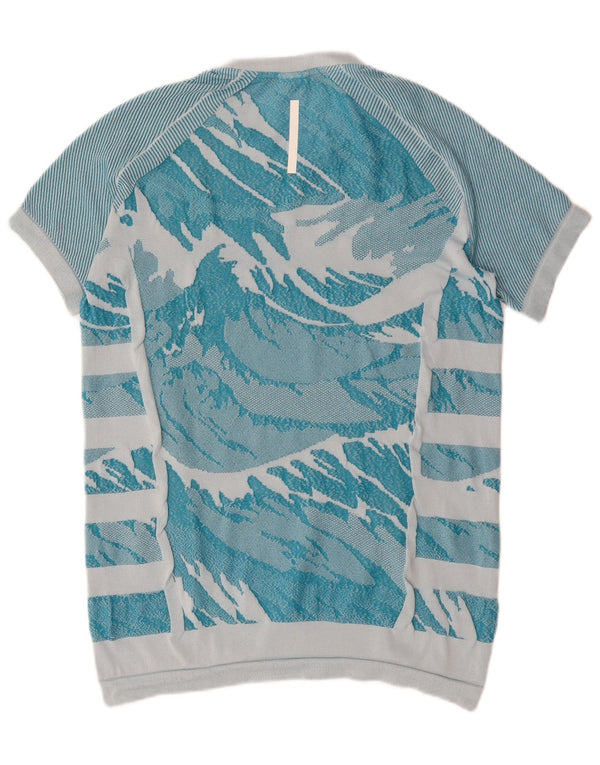 Adidas Hombre Camiseta Con Estampado Abstracto Top Poliéster Azul Medio
