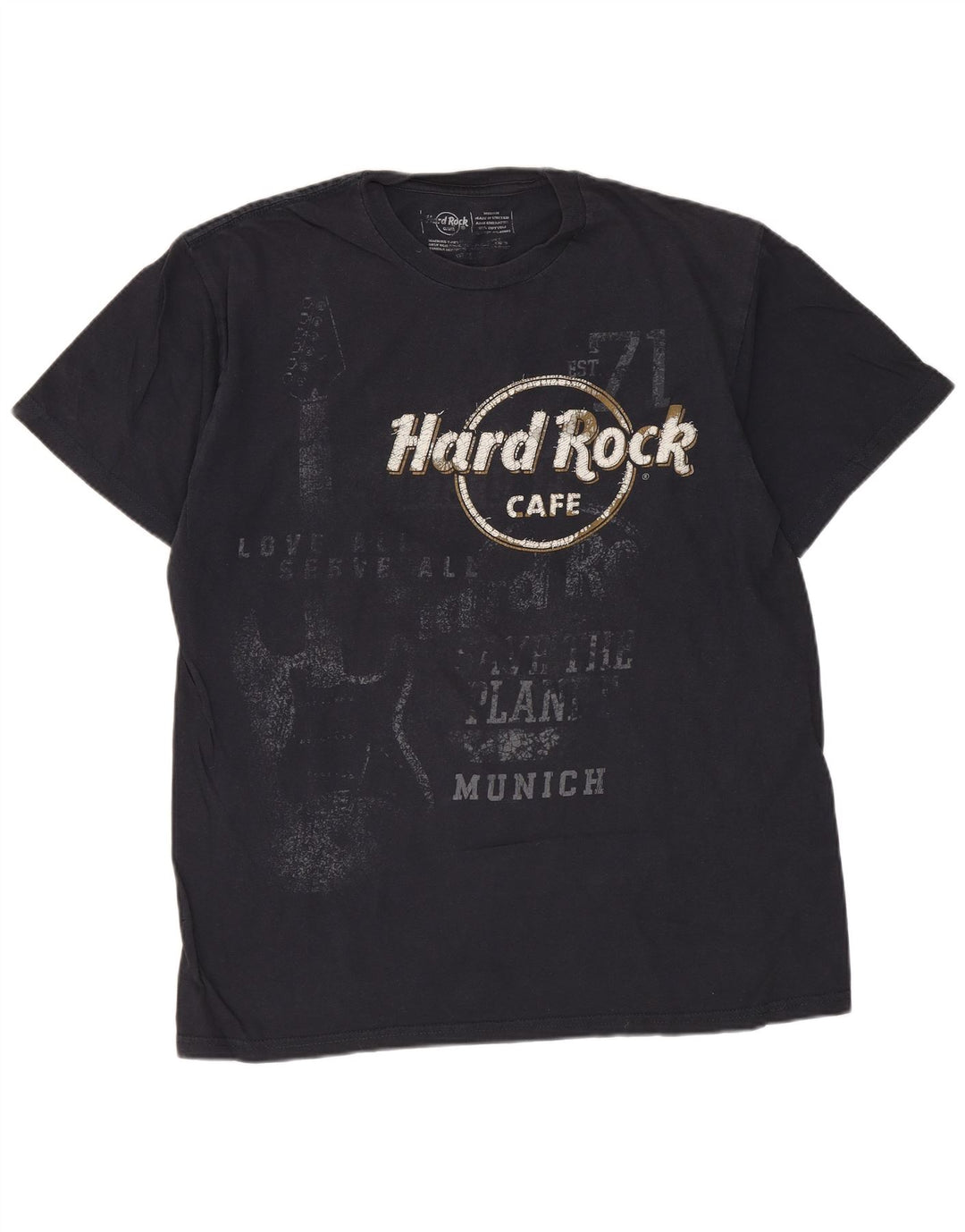 HARD ROCK CAFE Camiseta gráfica Munich para hombre Top Algodón azul marino mediano
