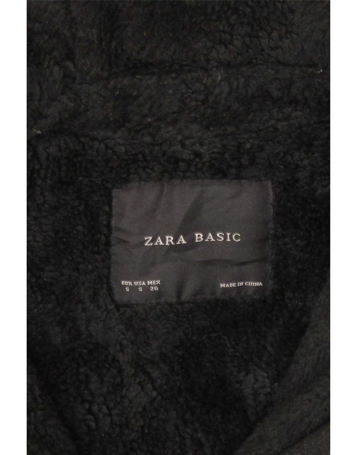 Zara Mujer Chaqueta Sherpa Extragrande Con Capucha UK 10 Small Grey Wool
