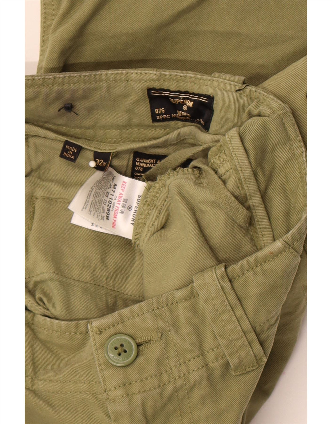 Superdry Shorts Cargo Para Hombre W32 Algodón Caqui Medio