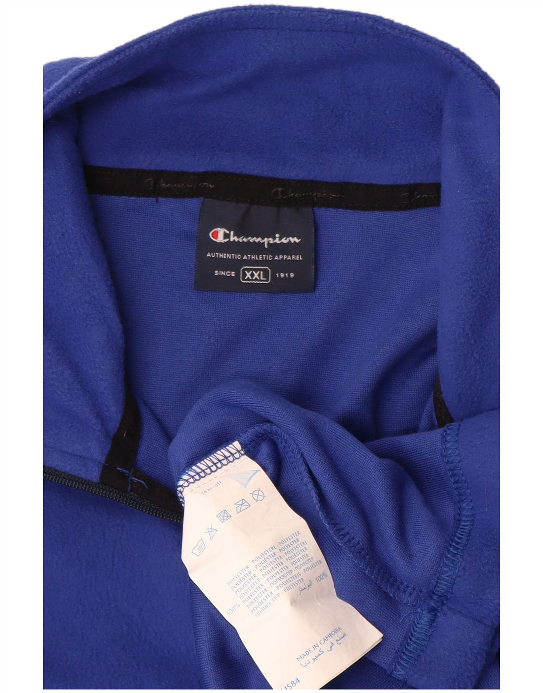 Champion Jersey de forro polar con cuello y cremallera para hombre 2XL Poliéster azul