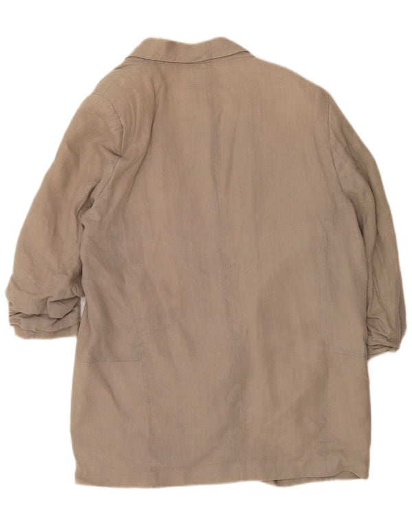 Zara Chaqueta Americana Abierta con Manga 3/4 para Mujer UK 22 2XL Viscosa Gris