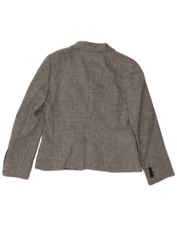 Luisa Spagnoli Chaqueta tipo blazer de 3 botones para mujer IT 46 Large Grey Houndstooth