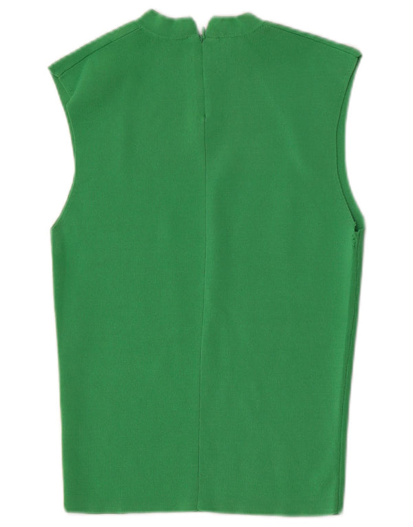 Zara Mujer Blusa Sin Mangas Top UK 44 Large Viscosa Verde
