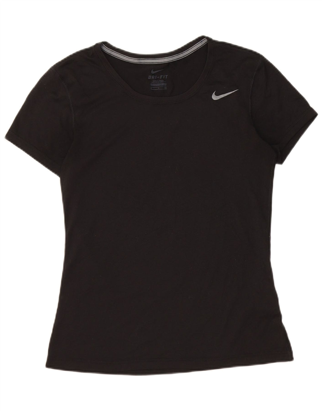 NIKE Mujer Dri Fit Camiseta Top UK 10 Small Negro Poliéster