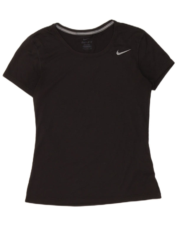 NIKE Mujer Dri Fit Camiseta Top UK 10 Small Negro Poliéster