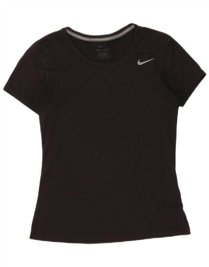 NIKE Mujer Dri Fit Camiseta Top UK 10 Small Negro Poliéster