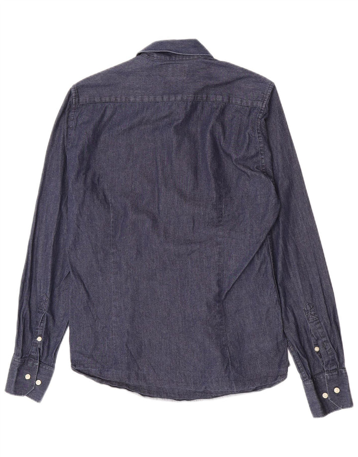 Barbour Hombre Camisa Vaquera Entallada Pequeña Algodón Azul Marino