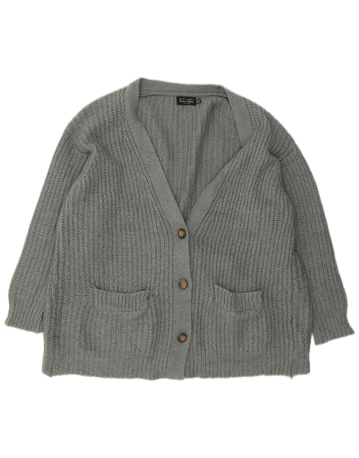 Zara Mujer Suéter Cárdigan Extragrande UK 44 Gris Medio