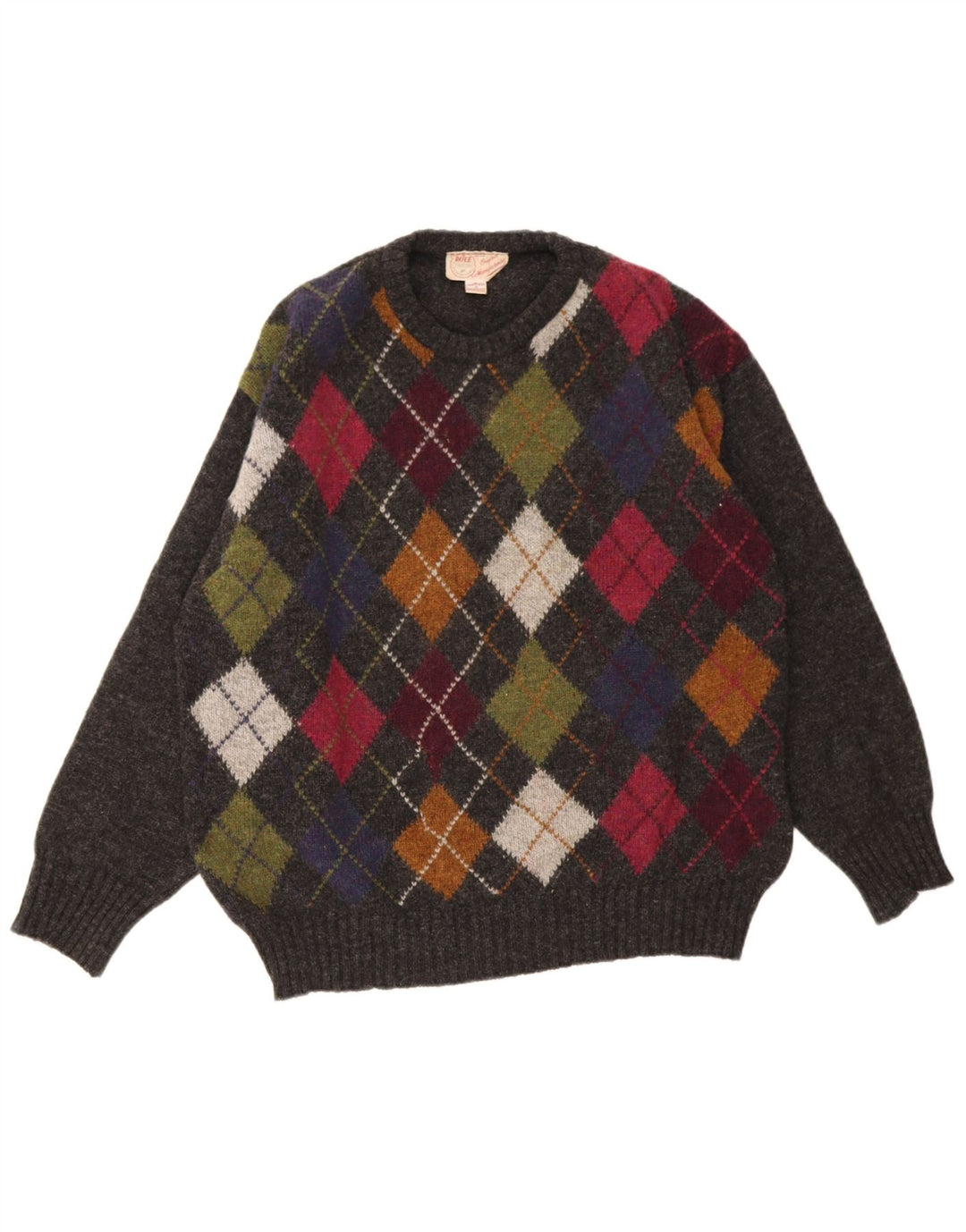 Rifle Jersey de cuello redondo para hombre XL Gris Argyle/Lana de diamante