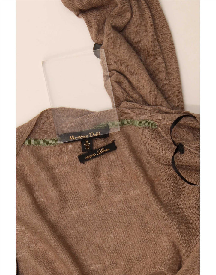 Massimo Dutti Cárdigan Mujer UK 10 Small Lino Marrón