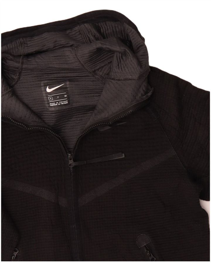 NIKE Sudadera con capucha y cremallera para hombre, talla pequeña, poliéster negro