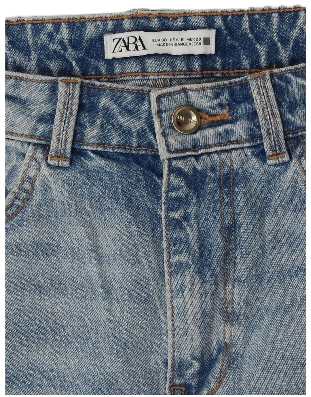 Zara Jeans rectos de talle alto para mujer EU 38 Small W28 L32 Algodón azul