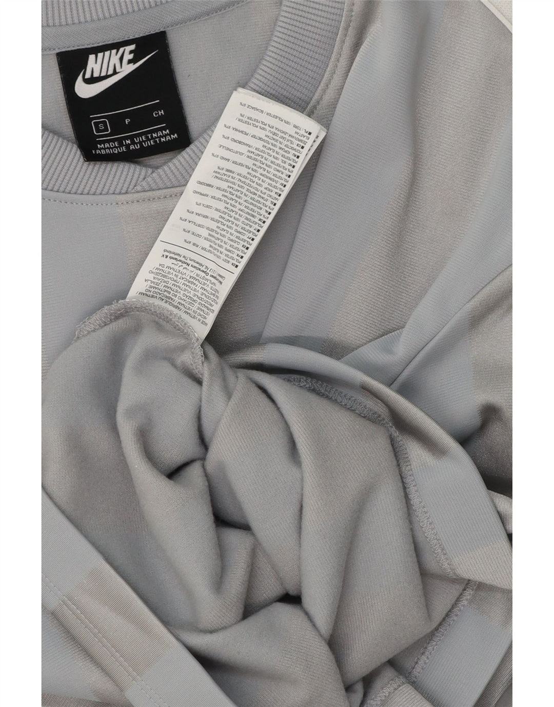 Nike Camiseta corta para mujer UK 10 Small Gris Rayas Poliéster