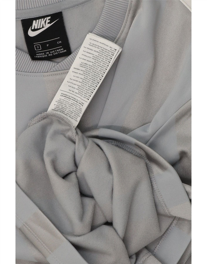 Nike Camiseta corta para mujer UK 10 Small Gris Rayas Poliéster