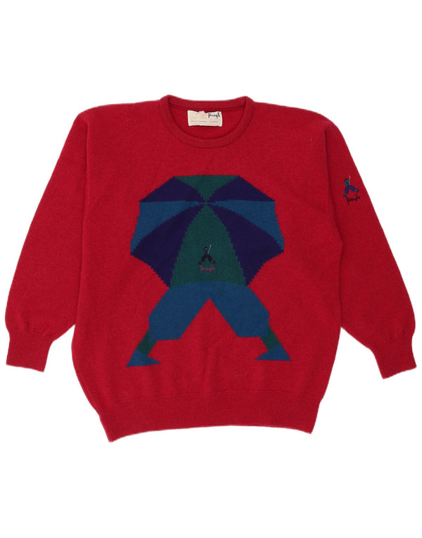 Pringle Mens Nick Faldo Collection Crew Neck Jumper Sweater Medium Red