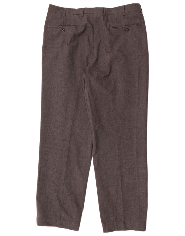 Yves Saint Laurent Pantalón de traje recto para hombre W36 L30 Poliéster gris