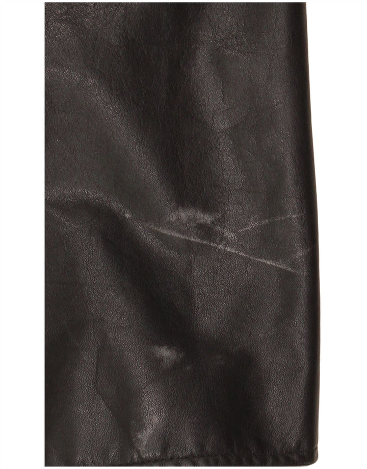 Abrigo de cuero vintage para hombre IT 54 2XL cuero negro