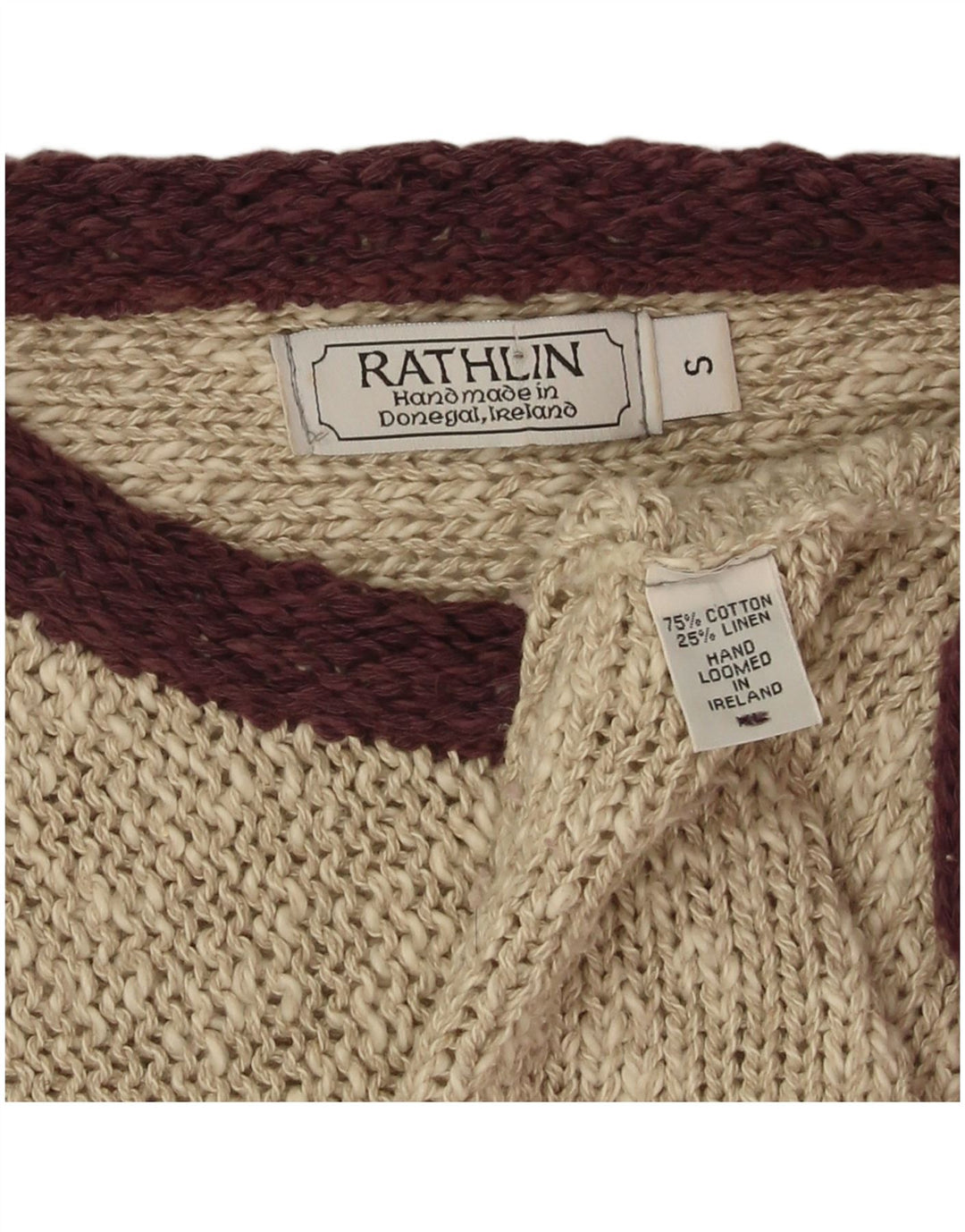 Rathlin Suéter de gran tamaño con cuello barco para mujer UK 10 Small Beige Cotton