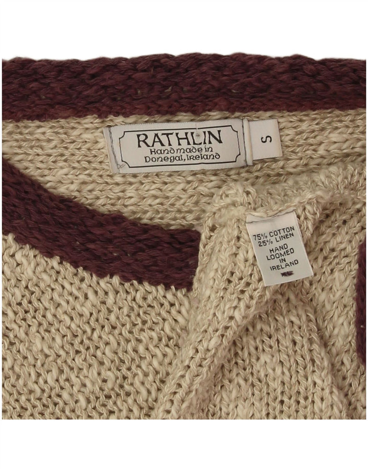 Rathlin Suéter de gran tamaño con cuello barco para mujer UK 10 Small Beige Cotton
