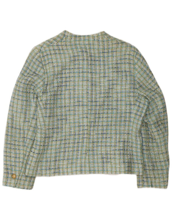 Marks & Spencer Chaqueta Blazer de 4 Botones para Mujer UK 40 XL Viscosa a Cuadros Verde