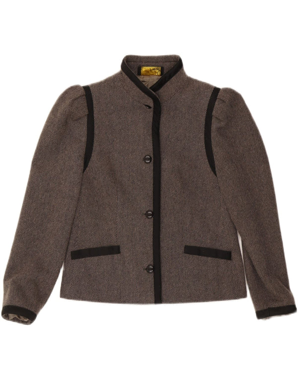 Vintage mujer 4 botones Blazer chaqueta Reino Unido 36 pequeño gris colorblock