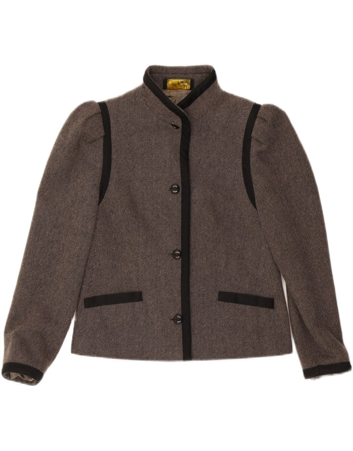 Vintage mujer 4 botones Blazer chaqueta Reino Unido 36 pequeño gris colorblock