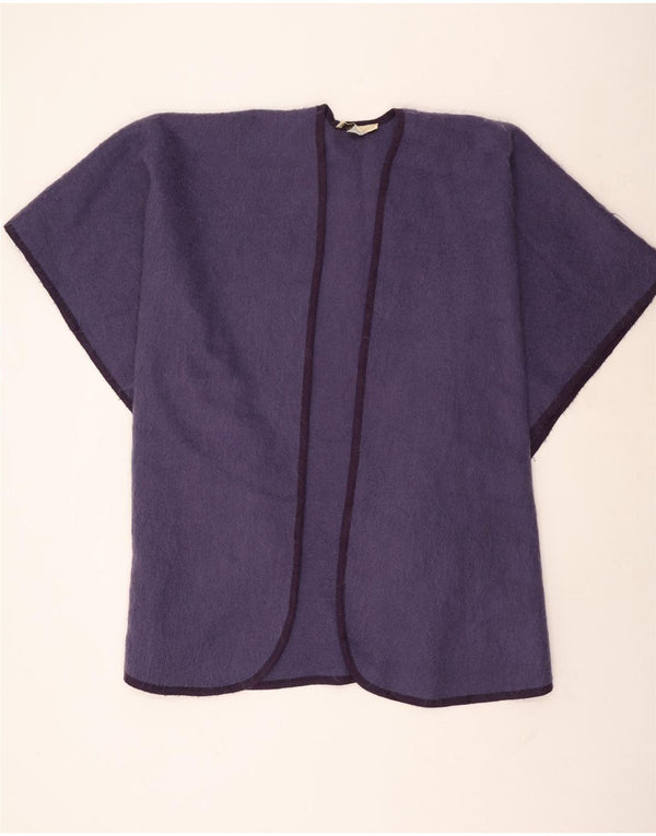 Weinberg Abrigo Poncho Abierto para Mujer UK 46 Grande Lana Púrpura