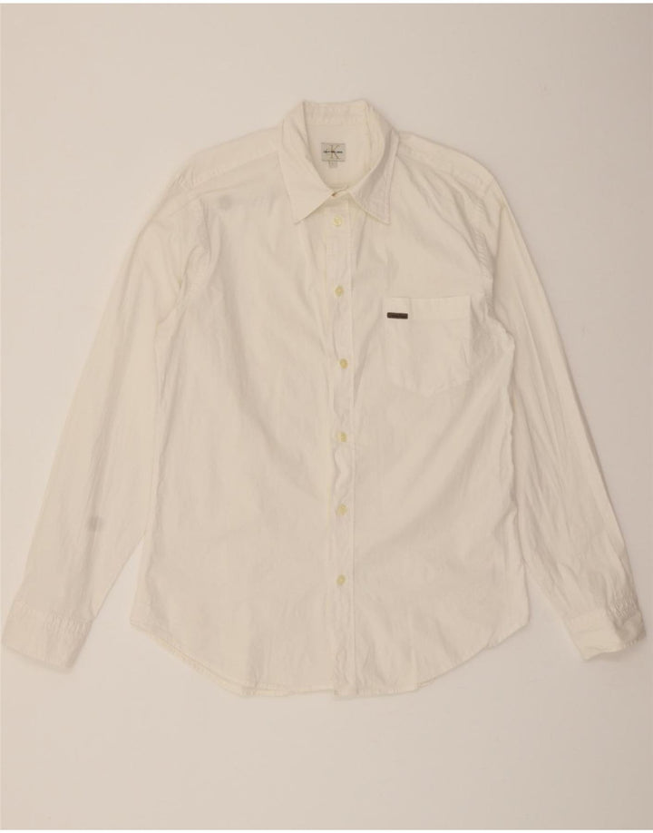 CALVIN KLEIN JEANS Mens Shirt XL White Cotton Vintage Calvin Klein Jeans and Second-Hand Calvin Klein Jeans from Messina Hembry 