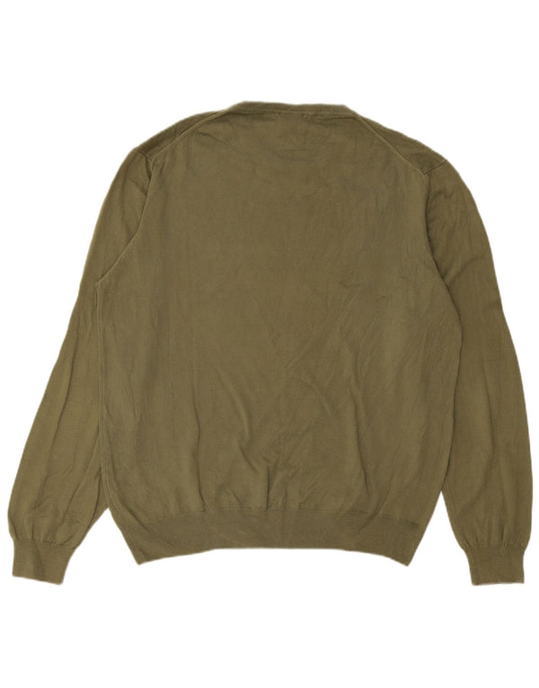 Conte of Florence - Jersey de cuello redondo para hombre, talla 2XL, algodón verde