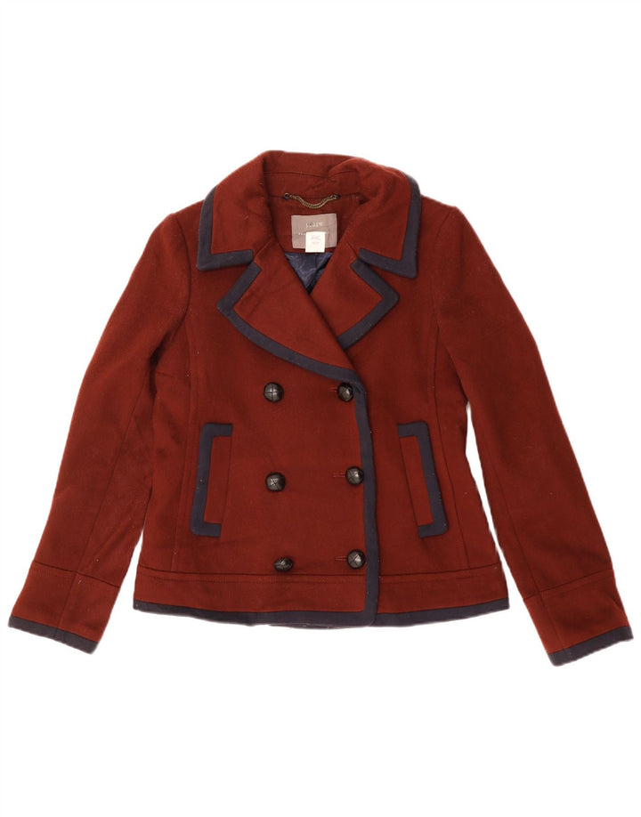 J. Crew Abrigo de guisante de gran tamaño para mujer US 2 XS Lana granate