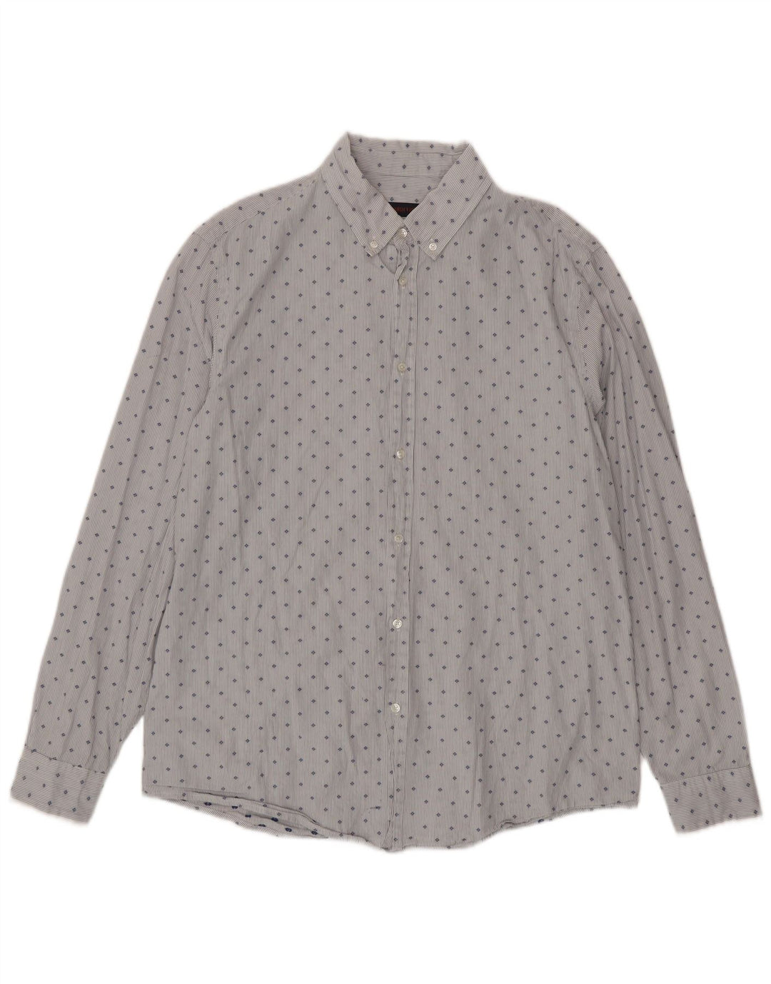 Camisa Hombre Trussardi Jeans Talla 43 Grande Azul Moteado