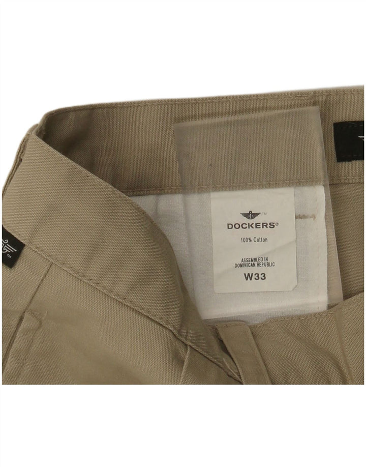 DOCKERS Pantalones cortos chinos con pinzas para hombre W33 Algodón beige medio
