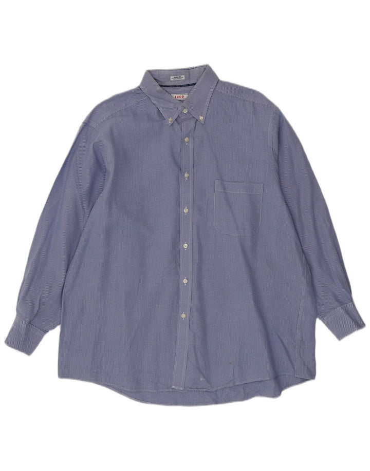 Camisa Izod Hombre A Cuadros Regular Fit Talla 17 XL Algodón Pata De Gallo Azul