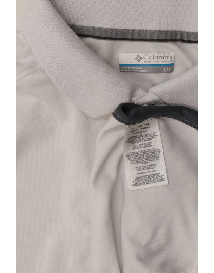 Columbia Mens Polo Shirt Large White Colourblock Polyester