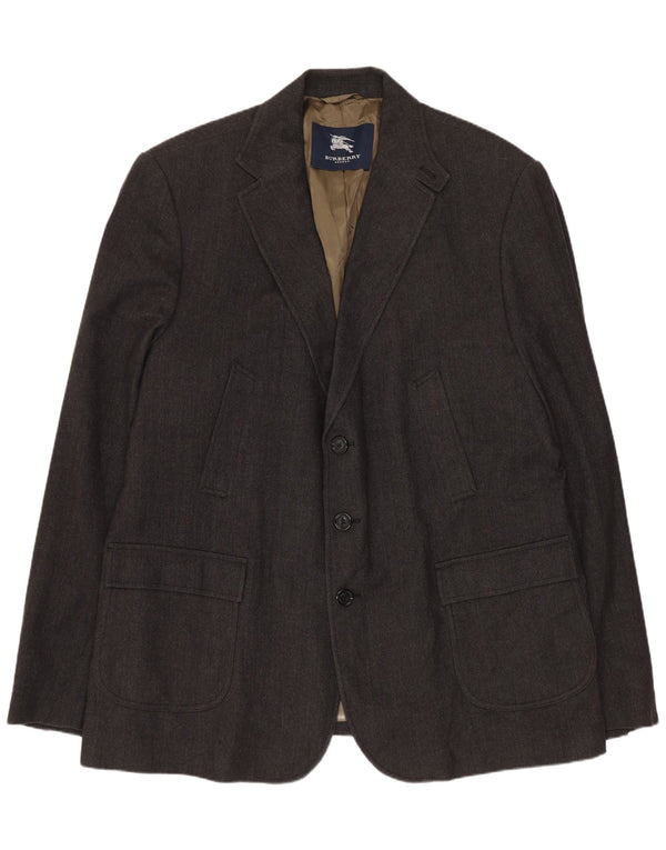 Burberry Chaqueta tipo blazer de 3 botones para hombre UK 42 XL Lana en espiga gris