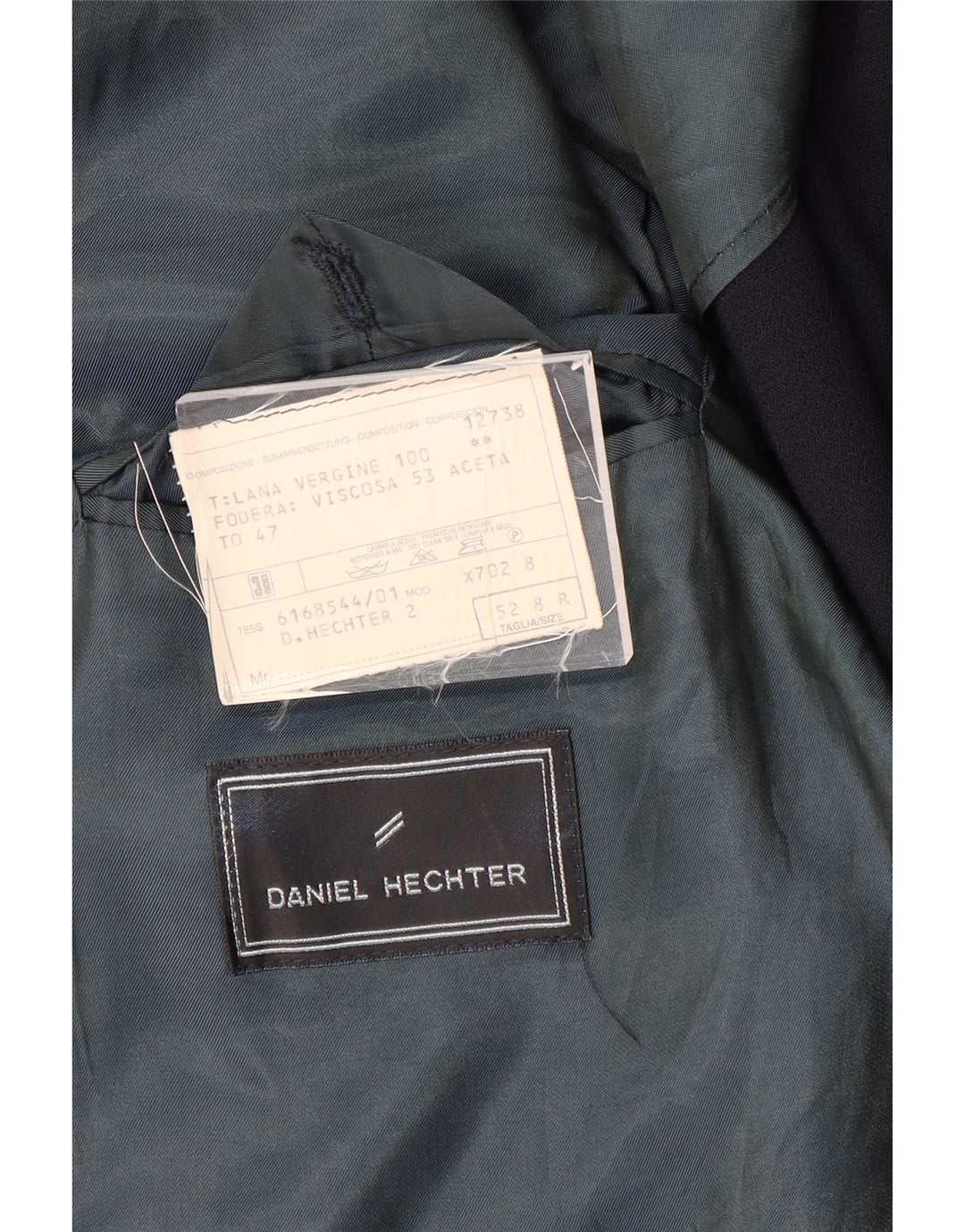DANIEL HECHTER Chaqueta tipo blazer de 3 botones para hombre IT 52 XL Lana virgen azul marino